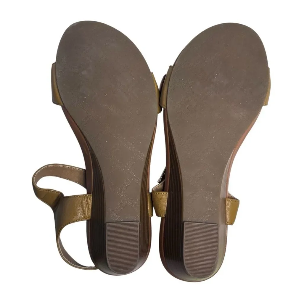 Vionic Tan Orthaheel Technology Frances Ankle Strap Wedge Size 7.5 NWOT